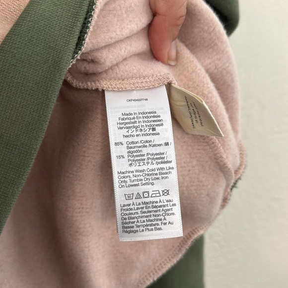 Madewell Betterterry Hoodie Sweatshirt Colorblock Pastel Pink Green Sporty Small - Picture 11 of 12